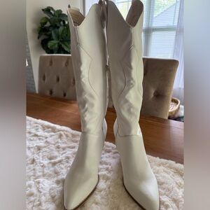 Stylish White Knee-High Boots